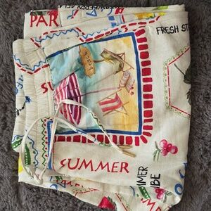 Joie Multicolor Fun Postage Stamp Linen Blend  Wide Leg Pants Medium